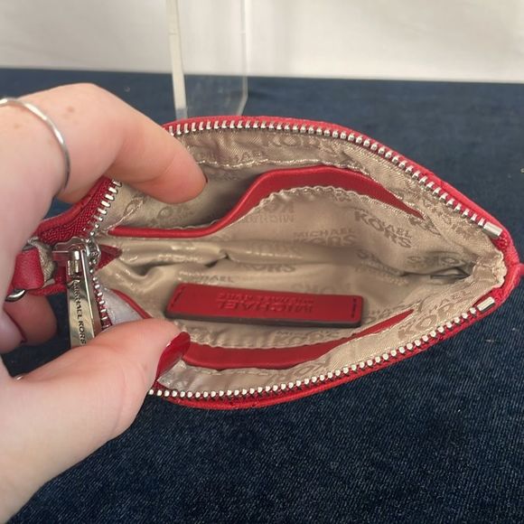 Michael Kors Red Leather Quilted Pouch Wallet - Picture 6 of 9